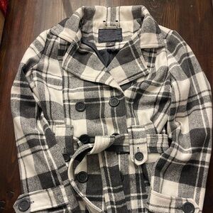 Jou Jou black Plaid Double-Breasted Coat